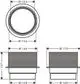 Hansgrohe RainDrain Spot Höhenausgleich Ergänzungsstück mit verschiedenen Durchmessern und Höhenangaben, dargestellt aus mehreren Ansichten zur technischen Veranschaulichung.